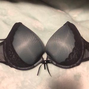 teal black lace bra push up
